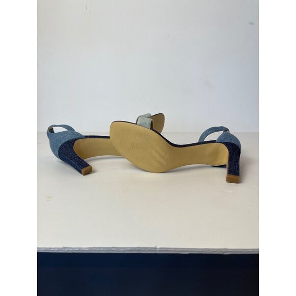 Marc Fisher Navy Blue Denim Ankle Strap High Heels Size 10 - Picture 9 of 11